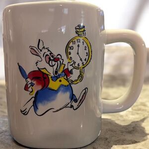 Rae Dunn Disney Alice in Wonderland White Rabbit mug.